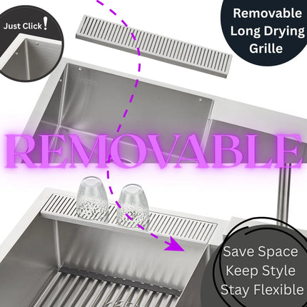 FORNO ACQUA 33 in. Drop-In/Undermount 40/60 Double Bowl Stainless Steel Sink with Waterfall Faucet FORNO ACQUA