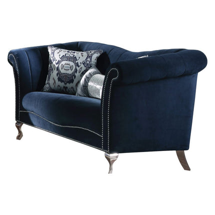 ACME 50346 Jaborosa Loveseat with 2 Pillows, Blue Velvet