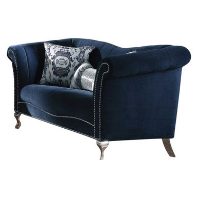 ACME 50346 Jaborosa Loveseat with 2 Pillows, Blue Velvet ACME Furniture