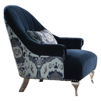 ACME 50347 Jaborosa Chair with 1 Pillow, Blue Velvet ACME Furniture