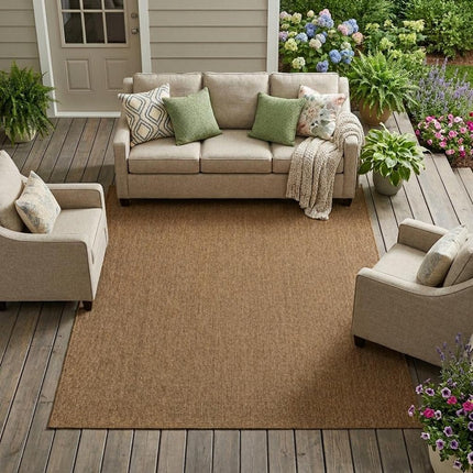 Tan Stain Resistant Indoor Outdoor Area Rug
