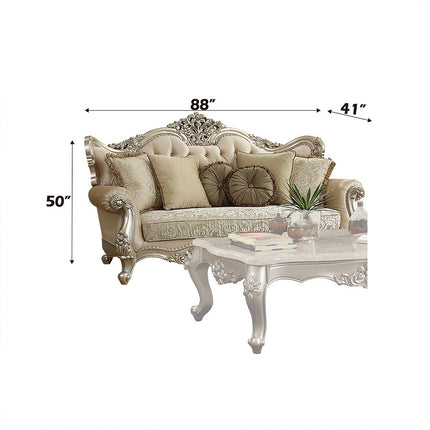 ACME 50660 Bently Sofa with 7 Pillows, Fabric & Champagne