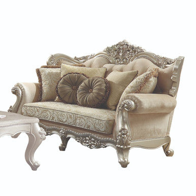 ACME 50661 Bently Loveseat with 5 Pillows, Fabric & Champagne ACME Furniture