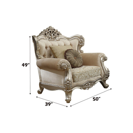 ACME 50662 Bently Chair with 2 Pillows, Fabric & Champagne