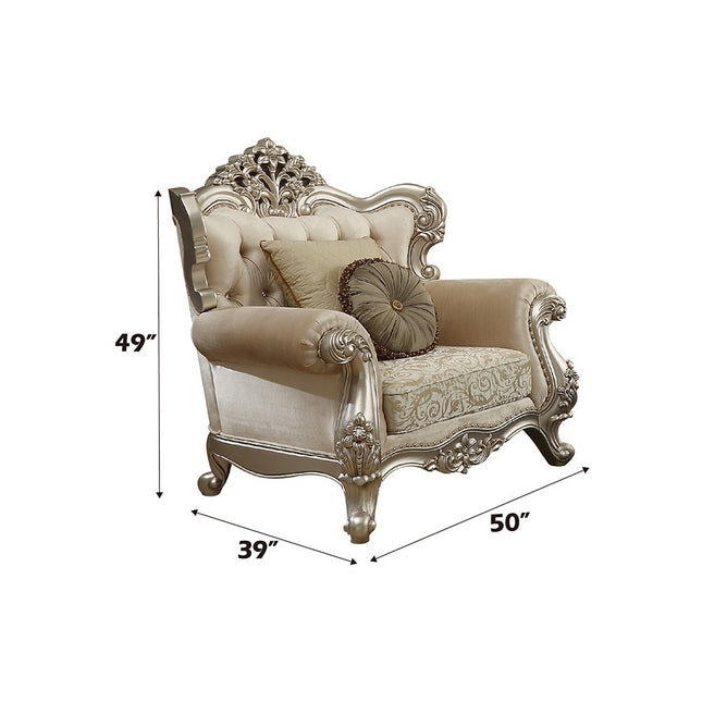 ACME 50662 Bently Chair with 2 Pillows, Fabric & Champagne