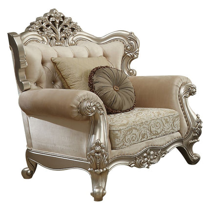 ACME 50662 Bently Chair with 2 Pillows, Fabric & Champagne