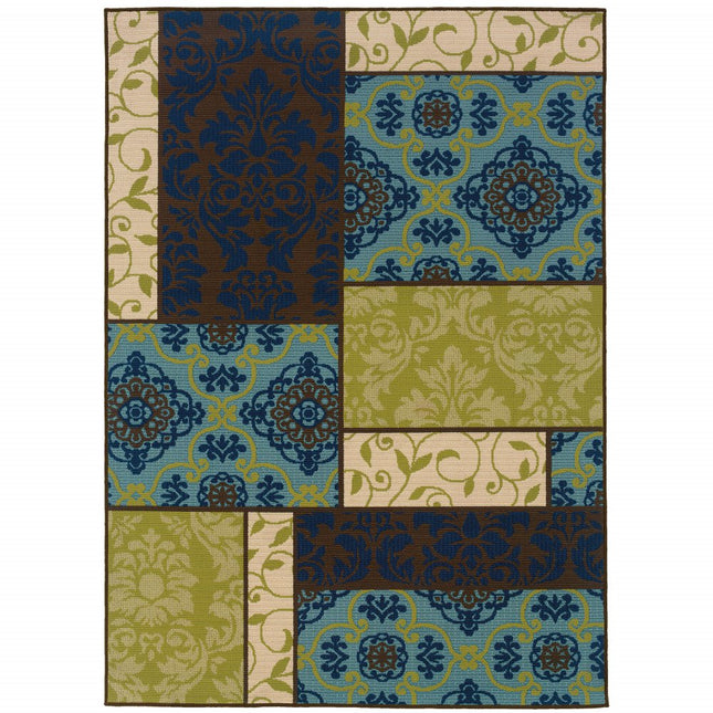 9' X 13' Brown Geometric Stain Resistant Indoor Outdoor Area Rug HomeRoots