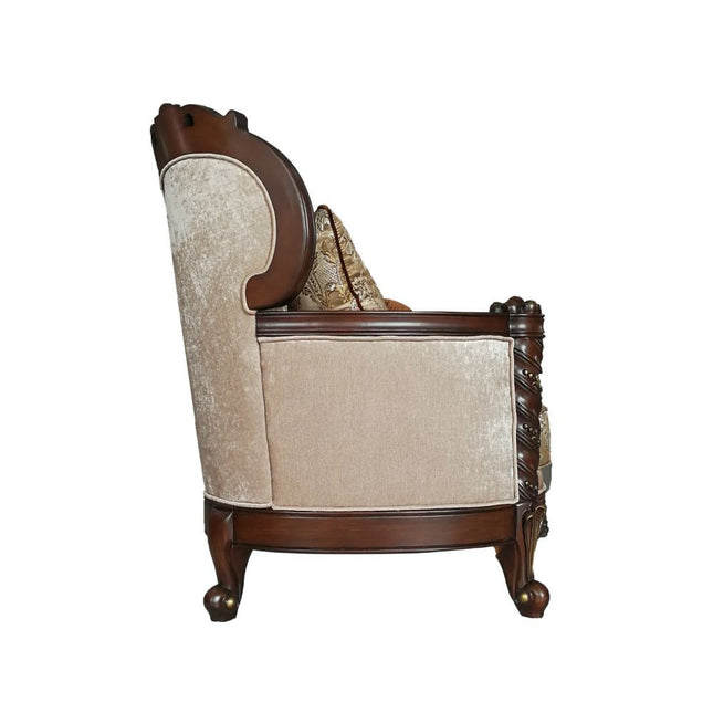 ACME 50686 Devayne Loveseat with 4 Pillows, Fabric & Dark Walnut