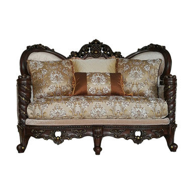 ACME 50686 Devayne Loveseat with 4 Pillows, Fabric & Dark Walnut ACME Furniture