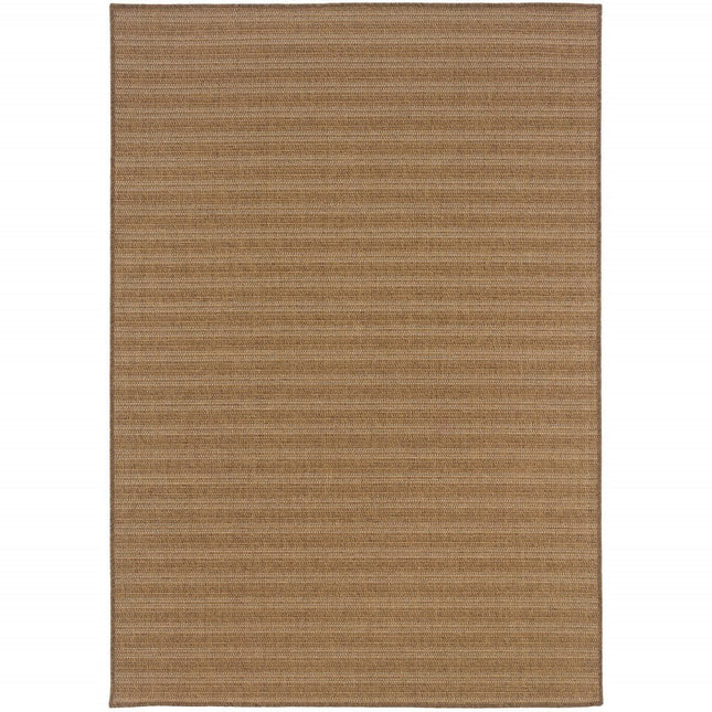 9' X 13' Tan Striped Stain Resistant Indoor Outdoor Area Rug HomeRoots