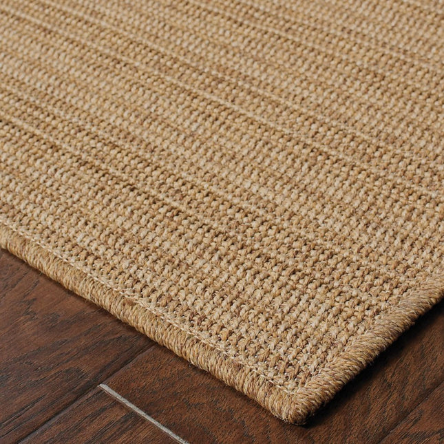 9' X 13' Tan Striped Stain Resistant Indoor Outdoor Area Rug HomeRoots