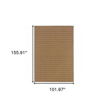 9' X 13' Tan Striped Stain Resistant Indoor Outdoor Area Rug HomeRoots