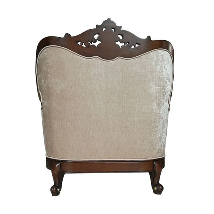 ACME 50687 Devayne Chair with 2 Pillows, Fabric & Dark Walnut