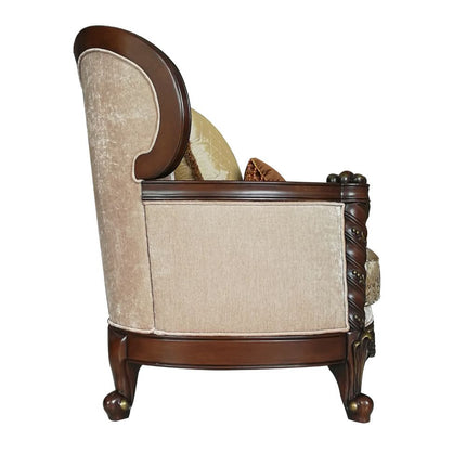 ACME 50687 Devayne Chair with 2 Pillows, Fabric & Dark Walnut