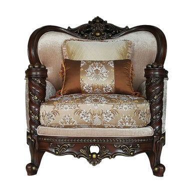 ACME 50687 Devayne Chair with 2 Pillows, Fabric & Dark Walnut ACME Furniture