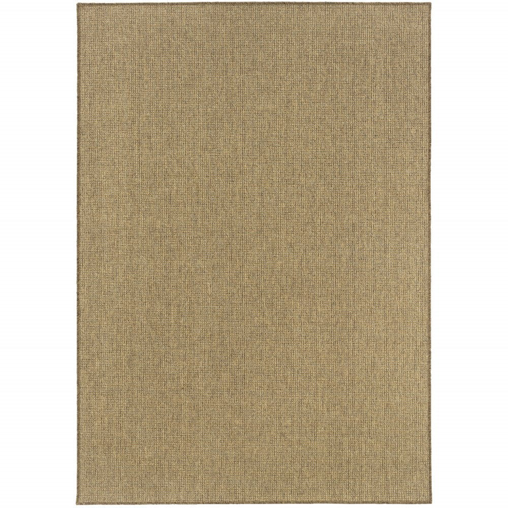 9' X 13' Tan Stain Resistant Indoor Outdoor Area Rug