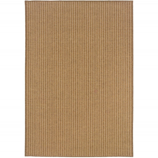 9' X 13' Tan Striped Stain Resistant Indoor Outdoor Area Rug HomeRoots
