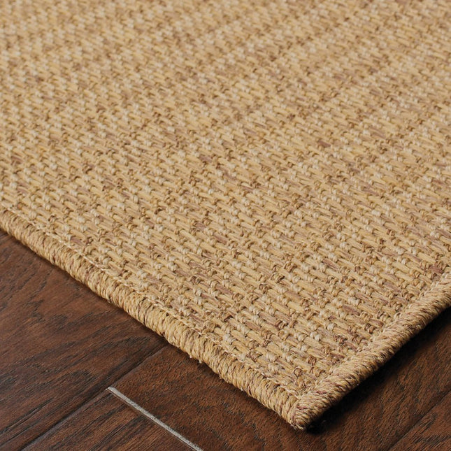 9' X 13' Tan Striped Stain Resistant Indoor Outdoor Area Rug HomeRoots