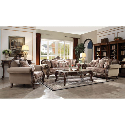 ACME 50690 Mehadi Sofa with 8 Pillows, Fabric & Walnut