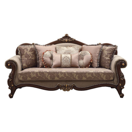 ACME 50690 Mehadi Sofa with 8 Pillows, Fabric & Walnut