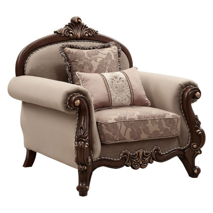 ACME 50692 Mehadi Chair with 2 Pillows, Fabric & Walnut