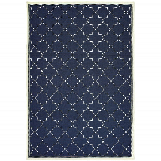 9' X 13' Gray and Ivory Geometric Stain Resistant Indoor Outdoor Area Rug HomeRoots