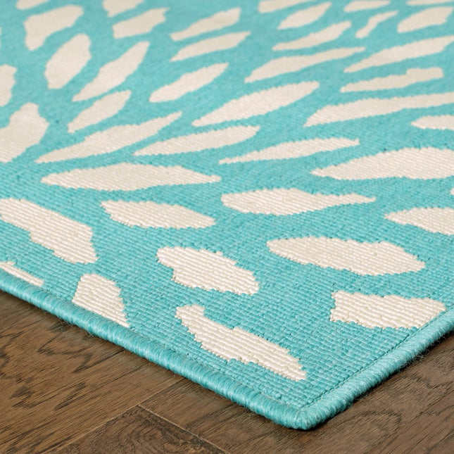 9' X 13' Blue and Ivory Floral Stain Resistant Indoor Outdoor Area Rug HomeRoots