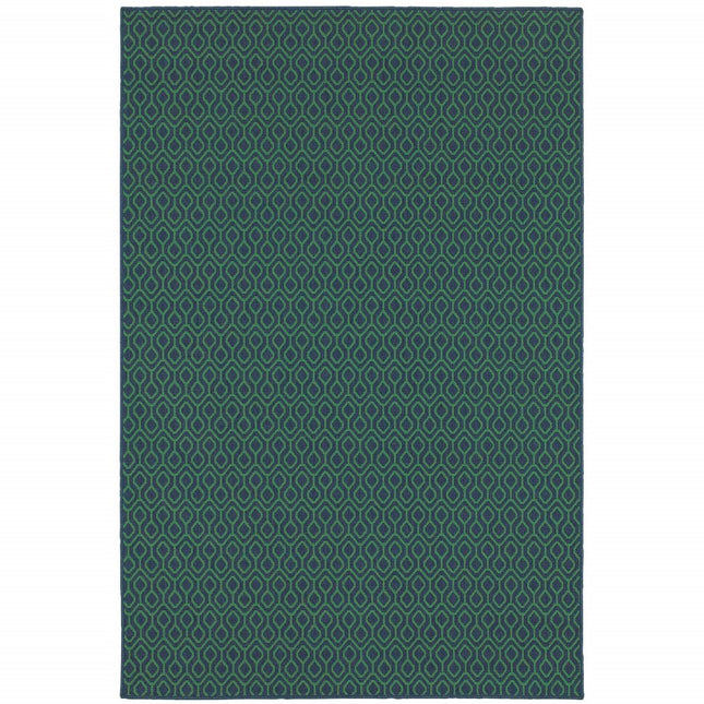 9' X 13' Blue and Green Geometric Stain Resistant Indoor Outdoor Area Rug HomeRoots
