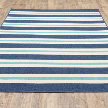 9' X 13' Red and Ivory Geometric Stain Resistant Indoor Outdoor Area Rug