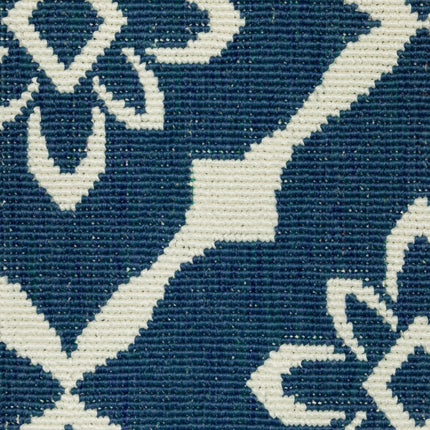 9' X 13' Blue and Ivory Floral Stain Resistant Indoor Outdoor Area Rug HomeRoots