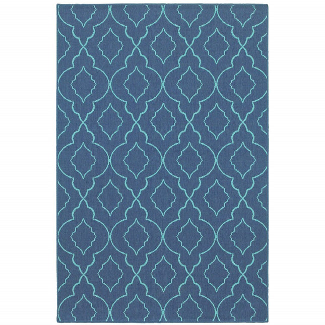 9' X 13' Blue Geometric Stain Resistant Indoor Outdoor Area Rug HomeRoots