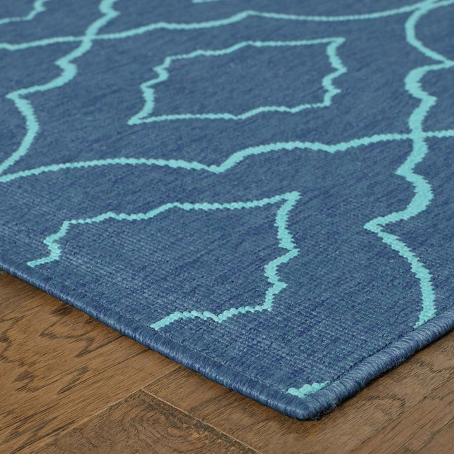 9' X 13' Blue Geometric Stain Resistant Indoor Outdoor Area Rug HomeRoots