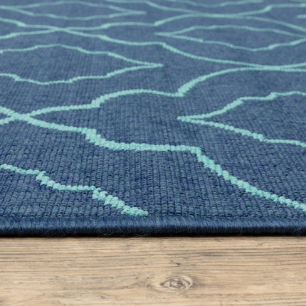 9' X 13' Blue Geometric Stain Resistant Indoor Outdoor Area Rug HomeRoots