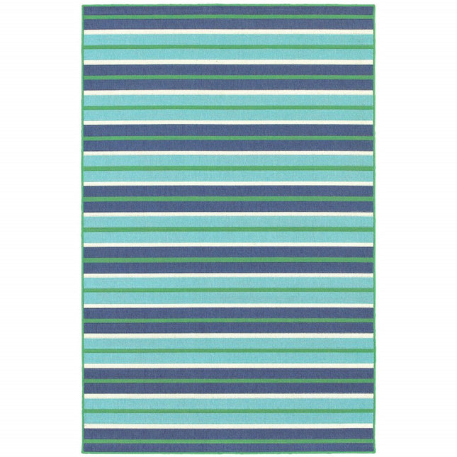 9' X 13' Blue and Green Geometric Stain Resistant Indoor Outdoor Area Rug HomeRoots