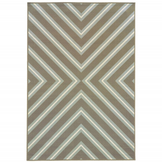 9' X 13' Blue and Gray Geometric Stain Resistant Indoor Outdoor Area Rug HomeRoots