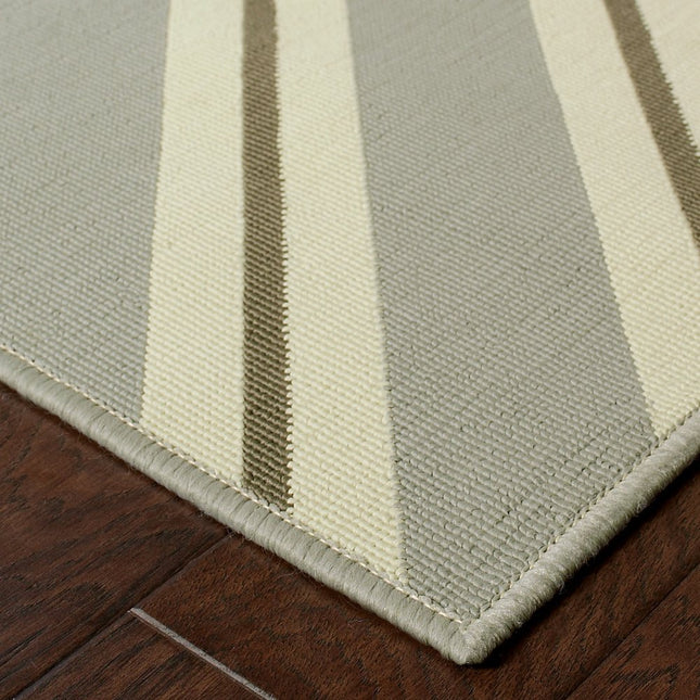 9' X 13' Gray and Ivory Geometric Stain Resistant Indoor Outdoor Area Rug HomeRoots