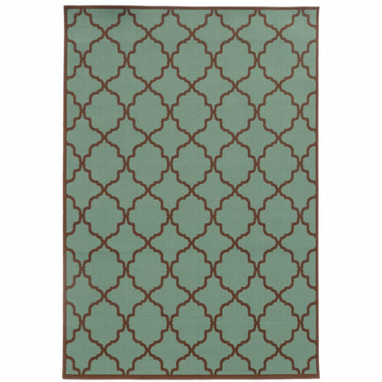 9' X 13' Blue Geometric Stain Resistant Indoor Outdoor Area Rug HomeRoots