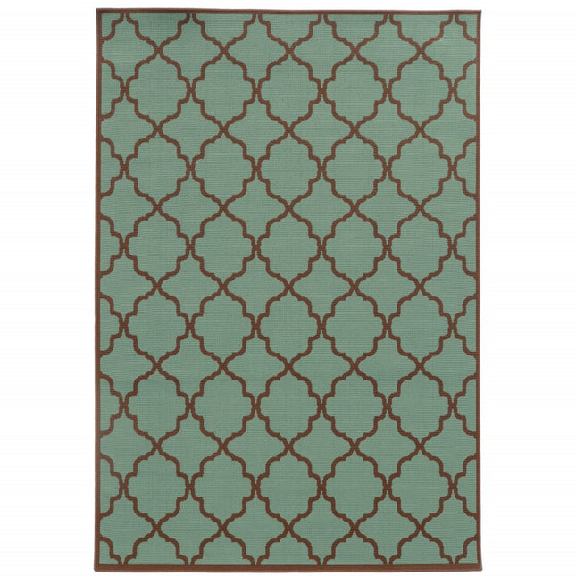 9' X 13' Blue Geometric Stain Resistant Indoor Outdoor Area Rug HomeRoots
