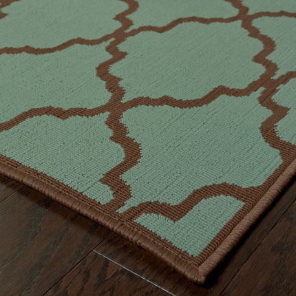 9' X 13' Blue Geometric Stain Resistant Indoor Outdoor Area Rug HomeRoots
