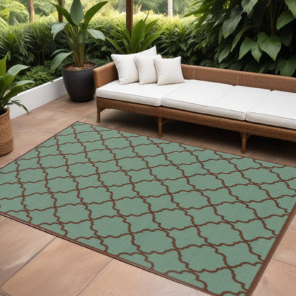 9' X 13' Blue Geometric Stain Resistant Indoor Outdoor Area Rug HomeRoots