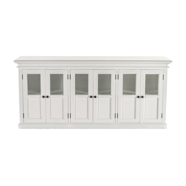 82" White Solid Wood Buffet Table With Six Doors HomeRoots