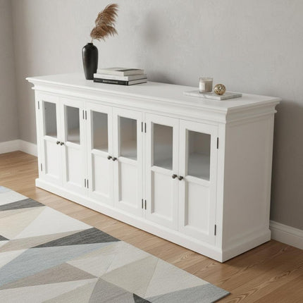 82" White Solid Wood Buffet Table With Six Doors HomeRoots