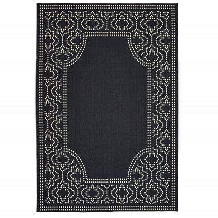 9' X 13' Gray and Ivory Stain Resistant Indoor Outdoor Area Rug
