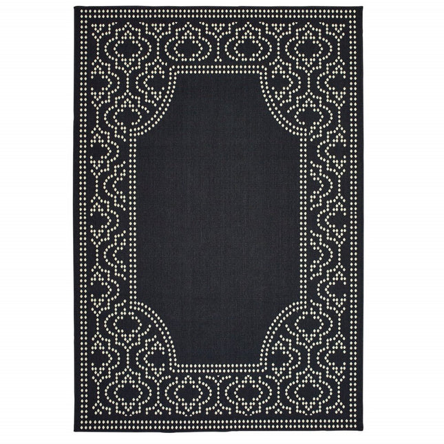 9' X 13' Gray and Ivory Stain Resistant Indoor Outdoor Area Rug