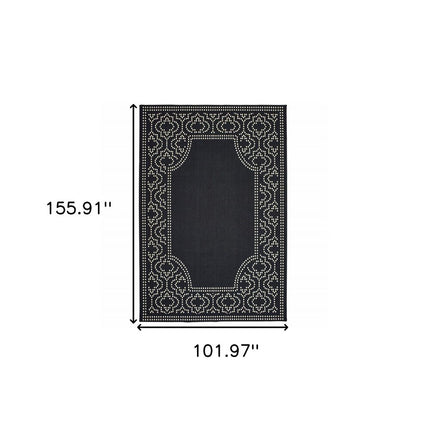 9' X 13' Gray and Ivory Stain Resistant Indoor Outdoor Area Rug