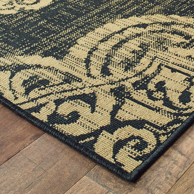 9' X 13' Tan Oriental Stain Resistant Indoor Outdoor Area Rug HomeRoots
