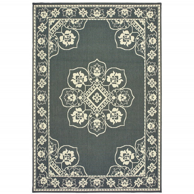 9' X 13' Tan Oriental Stain Resistant Indoor Outdoor Area Rug HomeRoots