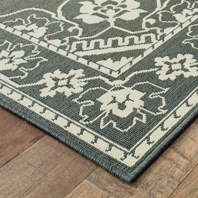 9' X 13' Tan Oriental Stain Resistant Indoor Outdoor Area Rug HomeRoots
