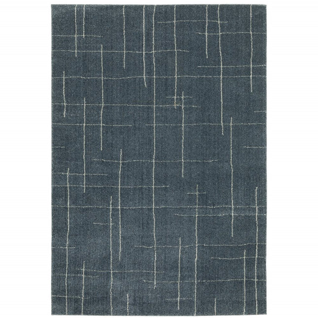 10' X 13' Blue and Gray Geometric Power Loom Area Rug HomeRoots