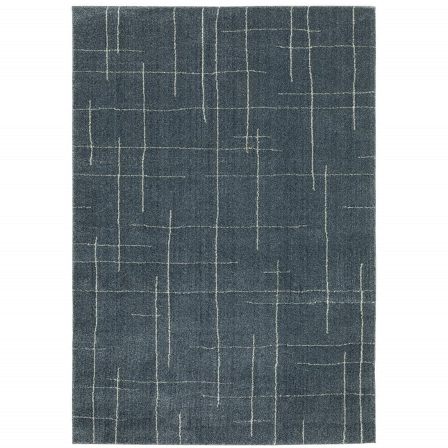 10' X 13' Blue and Gray Geometric Power Loom Area Rug